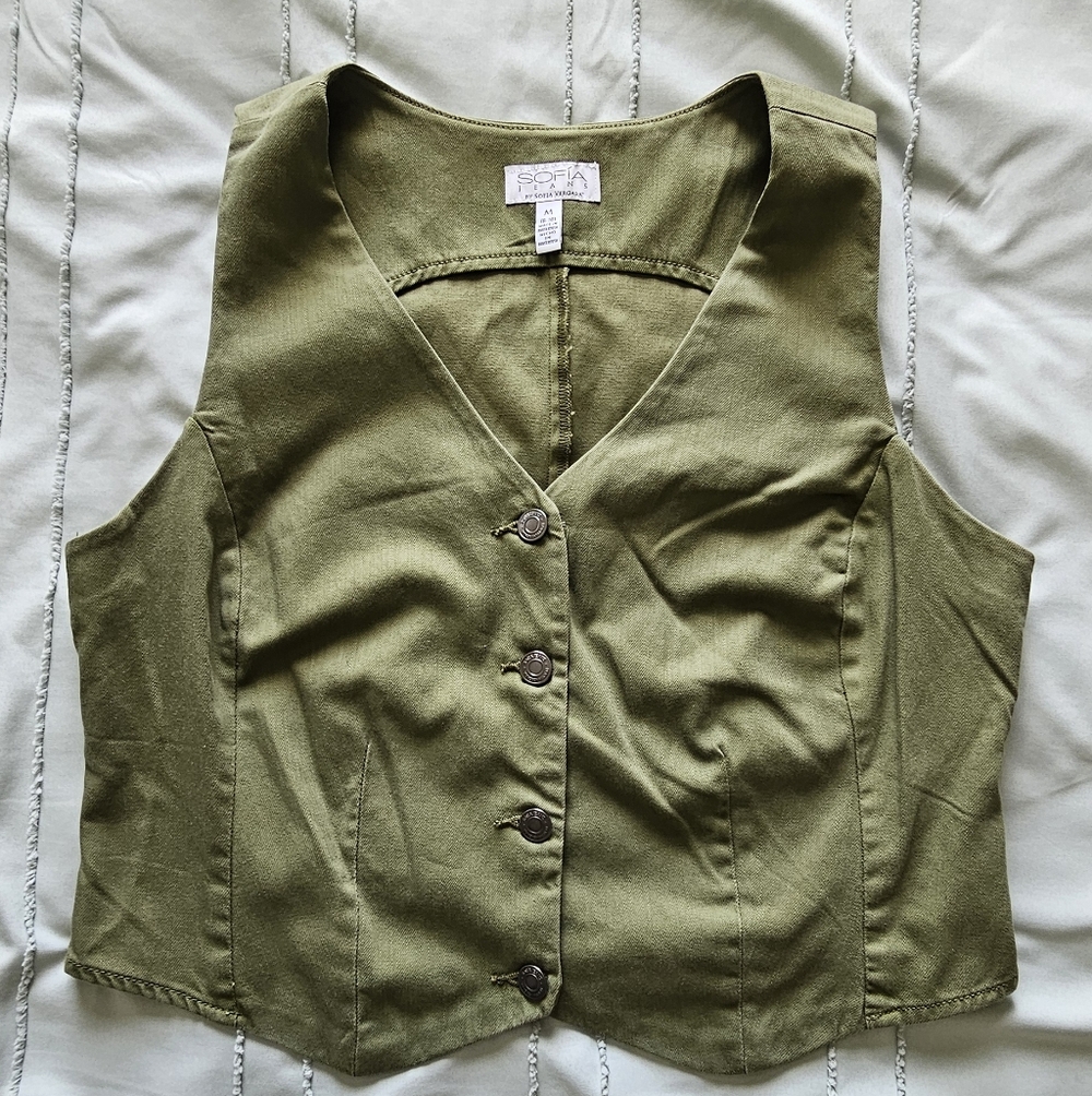 Sofia Vergara Olive Green Vest Size Medium